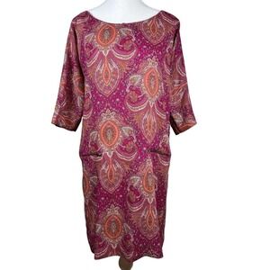 Zara Mini Dress Pink Paisley Chiffon Long Sleeve Small